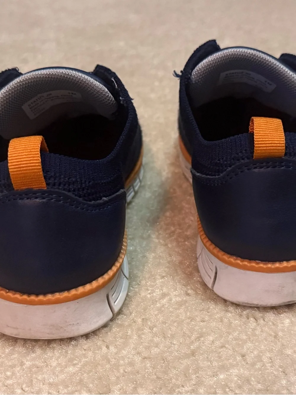 Men's Casual Knit Sneakers - Navy with Orange Accent